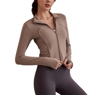 China New Fashion Anti-Wrinkle Fitness Zipper Long Sleeves Front Tracksuit Active Yoga Tops Gym Sports Wear For Women for sale