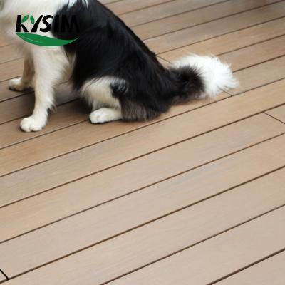 China Modern deep wood grain used composite decking wpc 3d solid flooring for sale