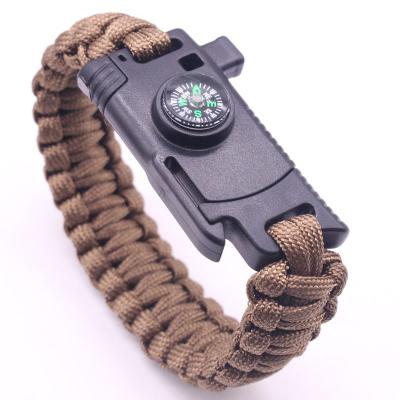 China Outdoor Camping Paracord Survival Armband Vuurstarter Compass en Buckle 6-8 inch Te koop