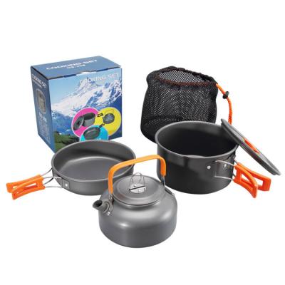 China 19x13x19cm Non-Stick Camping Cookware Set Portable Aluminum Mess Kit for Camping Cooking for sale