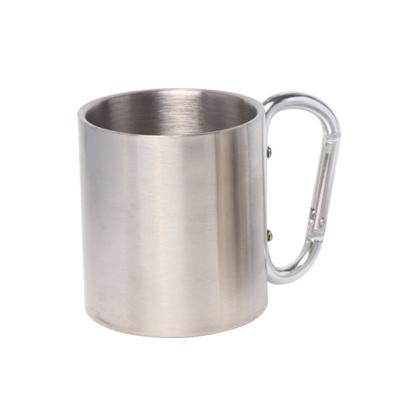 China Adult Double Wall Stainless Steel Portable Camping Travel Coffee Mug with Carabiner for sale