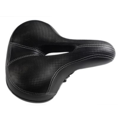 China Comfortable PU Leather Mountain Bike Seat Cushion Waterproof Road Wide Bicycle Saddle for sale