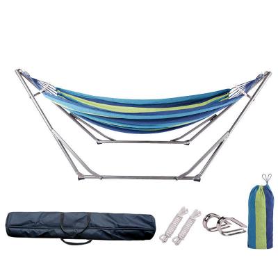 China Outdoor Furniture Foldable Double Hammock with Stand Adjustable and Portable Cotton Hammock for sale