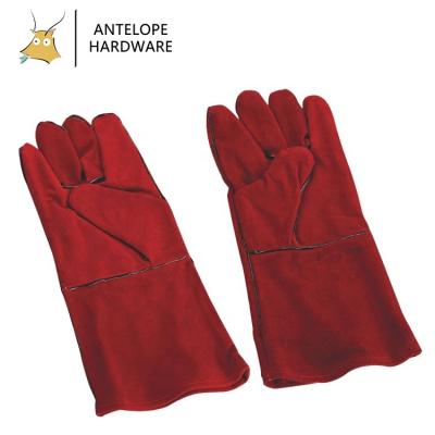 China Double-Layer Hand Protection Design Hand Protection Internal Red Cowhide Leather Welding Gloves for sale