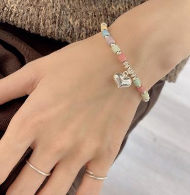 China High Quality Classic Design S925 Shape Stone Silver Bracelet Beads Simple Trendy Bracelet Women for sale