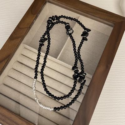 China High quality full personality black agate mask chain can be used silver elegant S925 necklace for sale