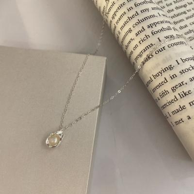 China High Quality Delicacy 925 Sterling Silver Necklace Ins Personalized Choker Pea Pearl Pendant Necklace For Women Fine Jewelry for sale