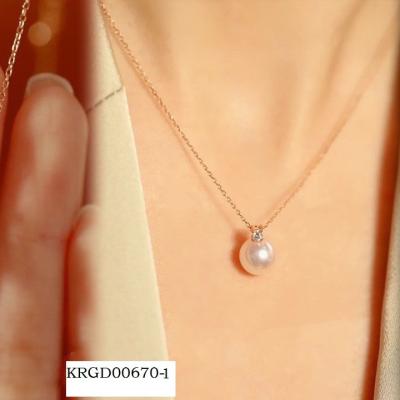 China New Simple Wholesale Quality 18K Gold High Quality Temperament Natural Pearl Diamond Necklace for sale