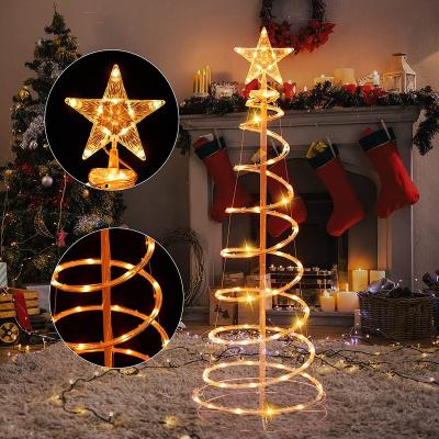 China Waterproof Christmas Tree Light IP65 RGB Multi Color Neon Tube Spiral Tree Lights For Street Party Decorations for sale