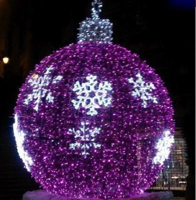 China Purple Pattern Commercial Street Light Huge Snow Ball Decoration Bell Arch Building Light For Street Party Decorations for sale