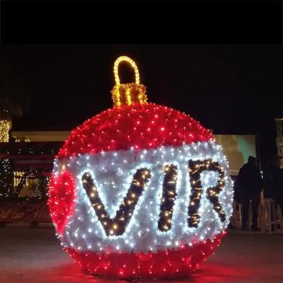 China Commercial Use Tiktok Pop Up Multi Colors Christmas Theme Pattern Public Huge Building Light Red White Ball Lights For Street Party Decorations for sale