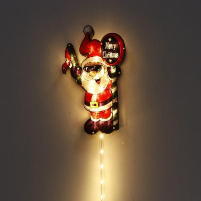 China Outdoor Decoration Led Christmas Santa Claus Holding Letter Panel Stake Lights Waterproof IP44 For Outdoor Garden Pathway for sale