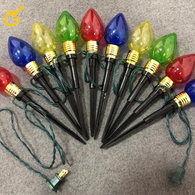 China Outdoor decoration tiktok warm waterproof ip44 pin multicolor lamp led soft large outdoor Christmas stake lights C9 for outdoor garden pathway for sale