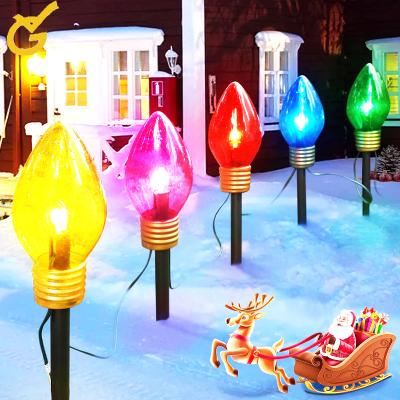 China Outdoor decoration Amazon hot sells multicolor smooth pin lamp led C9 large ip44 waterproof Christmas stake lights for outdoor garden pathway for sale