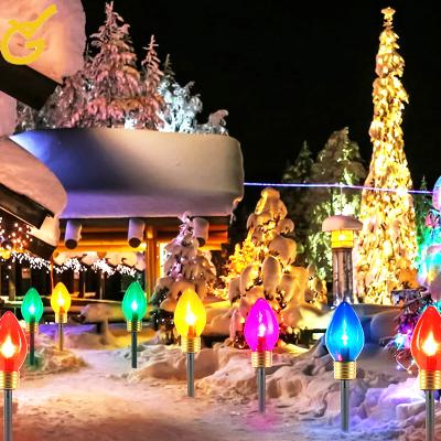 China Amazon outdoor decoration hot sells new multicolor pin lamp led waterproof ip44 small C9 Christmas stake lights for outdoor garden pathway for sale