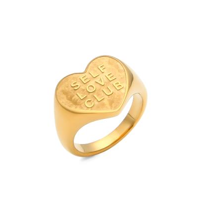 China Vintage Shangjie OEM Ring Real Brass Gold Heart 18K Gold Plated Narcissism Club Ring for sale