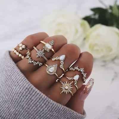 China Romantic Street Fashion Style Party Rings Set Jewelry Alloy Rings Set Jewelry Women Fashion Rings for sale