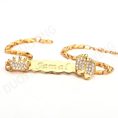 China Shangjie FASHIONABLE OEM Custom Personalized Pink Foot Bracelet Crown Zircon Jewelry Natural Stone Bracelet for sale