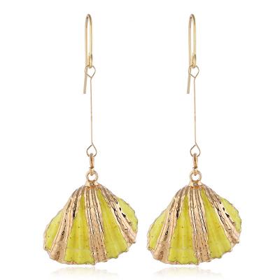 China 2020 New Sea Drop Fashion Geometric Shell Earrings Summer Beach Ladies Jewelry TRENDY Shell Earrings For Women Gold color for sale