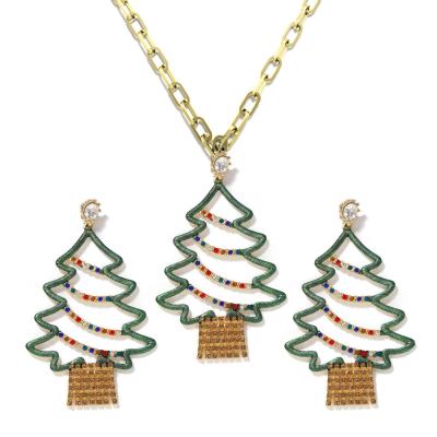 China Wholesale Alloy Shangjie OEM Christmas Rhinestone Necklace Earring Luxury Set Christmas Necklace for sale