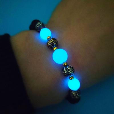 China Shangjie CLASSIC Halloween OEM 2021 Natural Volcanic Luminous Beaded Glow Stone Bangle Wholesale Bracelets for sale