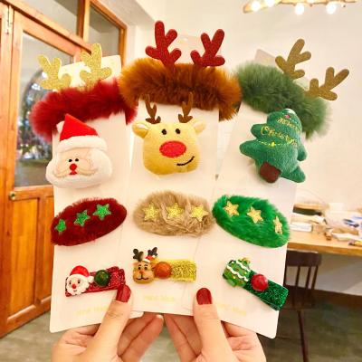 China Party Shangjie OEM Christmas Accessories Sets Brooch Hair Rope Cute Reindeer Antler Hair Clip Girls Party Kids Hair Accessories for sale