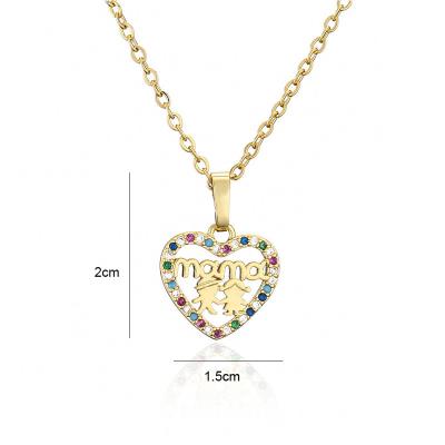 China Romantic Gifts For Mom Gold Heart Shape Necklaces Gold Plating Name Jewelry Crystal Mothers Day Necklace for sale