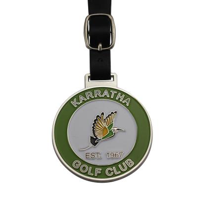 China Cheap Soft Custom Metal Golf Tag Factory Enamel Round Shape Metal Golf Bag Name Luggage Tags for sale