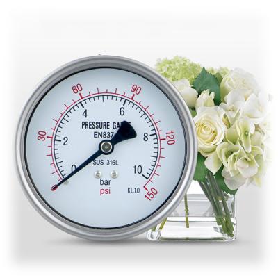 China 100mm Threaded Connection ZG1/2 1.0 Stainless Steel China All Stainless Steel Mpa Blowout Pad Pressure Gauge for sale