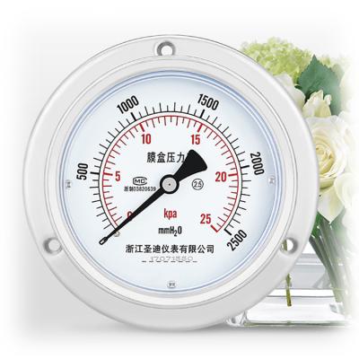 China Stainless All Stainless Steel Oil Filled Capsule Pressure Gauge Back Connection for sale