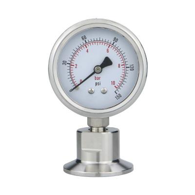 China Stainless Steel Food Grade Flange Linked Diaphragm Pressure Gauge Dry Pressure Gauge Or Oil Filled Pressure Gauge for sale