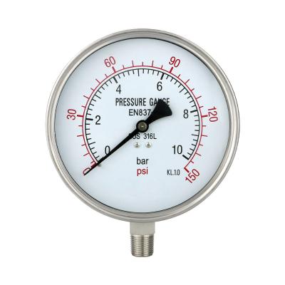 China Stainless Steel Connection ZG1/2 1.0 Nature Drone Tube 160mm Threaded Air Gas Pressure Gauge Housing for sale