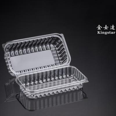 China Custom 1000ml eco-friendly disposable clear plastic hinged food container for sale