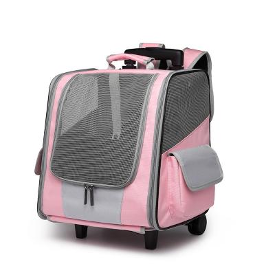 China Shoulder Stocked Cat Bag Large Trolley Case Cat Backpack Breathable Portable Pet Outlet Trolley for sale