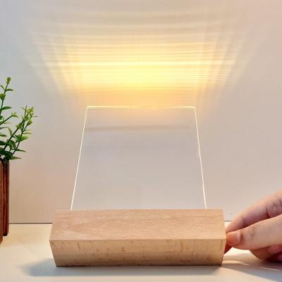 China Modern Ins style luminous writing board LED light handwriting transparent message board memo DIY wood 3d night light for sale