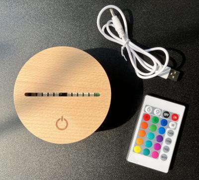 China Modern Wholesale RGB Touch 4MM Slot LED  3d Illusion Night Light With Remote Control USB Acrylic Lamp Wood light base for sale