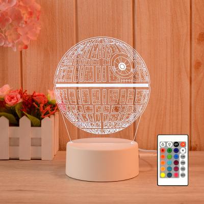 China Modern Wholesale Bedroom Decoration RGB Multi Colors 3D Acrylic Atmosphere LED Night Light for sale