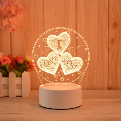 China Modern Custom Photo Acrylic Anime Visual Illusion Led Night Lamps Light Illusion Personalized Print Love Base 3d Lamp for sale