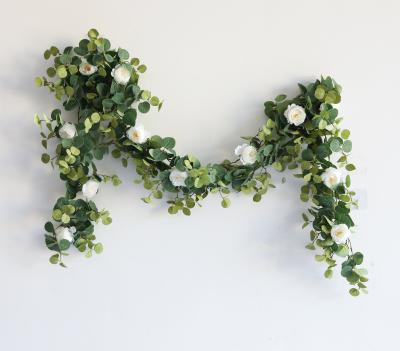 China Wholesale Art Decor Artificial Flower Vine Eucalyptus Garland with Fake Flowers for Party Wedding Arch Backdrop Home Decoration for sale