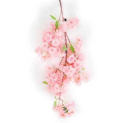 China Art Decor Artificial blooms cherry blossom branch silk single fake cherry blossoms wholesale for wedding party and home decor for sale