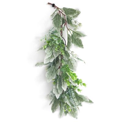 China Fake Assembled Silk Garland Artificial Green Vine Leaf Greenery Rabbit Ear Leaf Garland for Indoor and Outdoor Home Decoration for sale