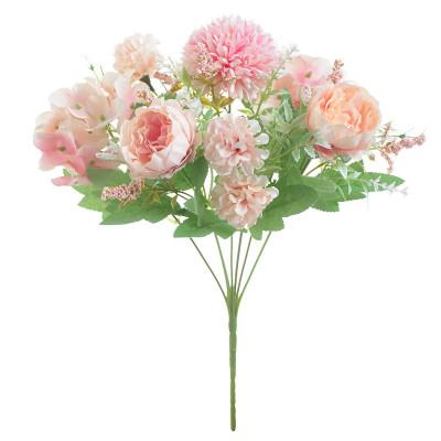 China Wholesale Silk Peony Silk Chrysanthemum Hydrangea Fake Flower Bridal Bouquet For Home Wedding Decoration for sale