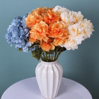 China Wholesale Three-Headed Group Silk Artificial Flower Peony Fake Single for Party and Wedding Home Decoration for sale