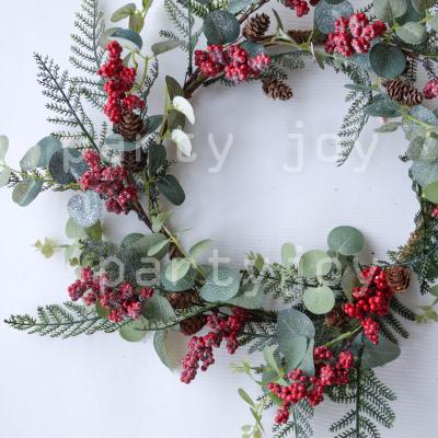 China High-grade simulation of snow Christmas silk decorations main entrance home decor garlands pine cones for sale