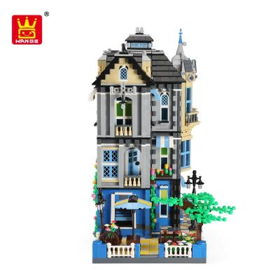 China Building Toy Wange villa garden cafe brick house plastic children play building blocks street view for sale