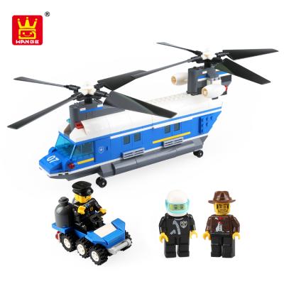 China Novelty Eco-friendly Material Toys Wange City Blocks Police Helicopter Building Block Plastic Educational Heavy Station for sale