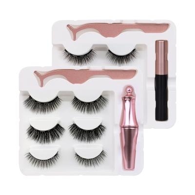 China Magnetic Eyelashes 3 Pairs of Multiple Styles Magnetic Eyelashes 3 Pairs of Fluffy Magnetic Eyeliner and Magnetic Eyelash Kit for sale