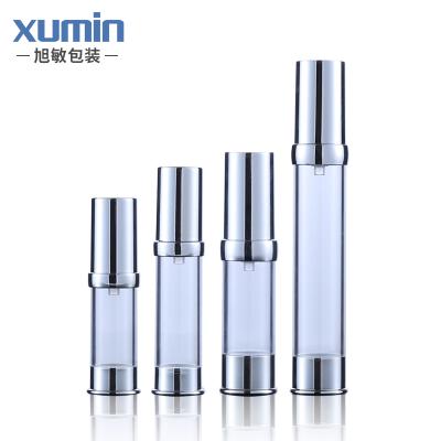 China 5ml 10ml Luxury Cosmetic Pump Bottle Lotion Container Silver Airless Bottle for sale