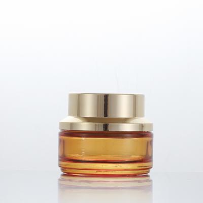 China Luxury Wholesale 50g Glass Cosmetic Jars Custom Glass Jar With Gold Lid With Cream Jar for sale