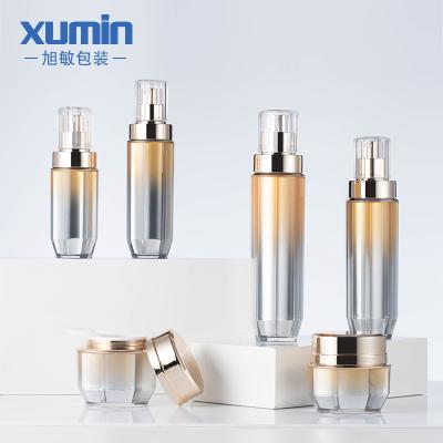 China Golden Set of Recyclable Luxury Plastic Cosmetic Jars Lotion Bottle Lotion Bottle 30g 50g 30ml50ml100ml120ml Bottles for sale